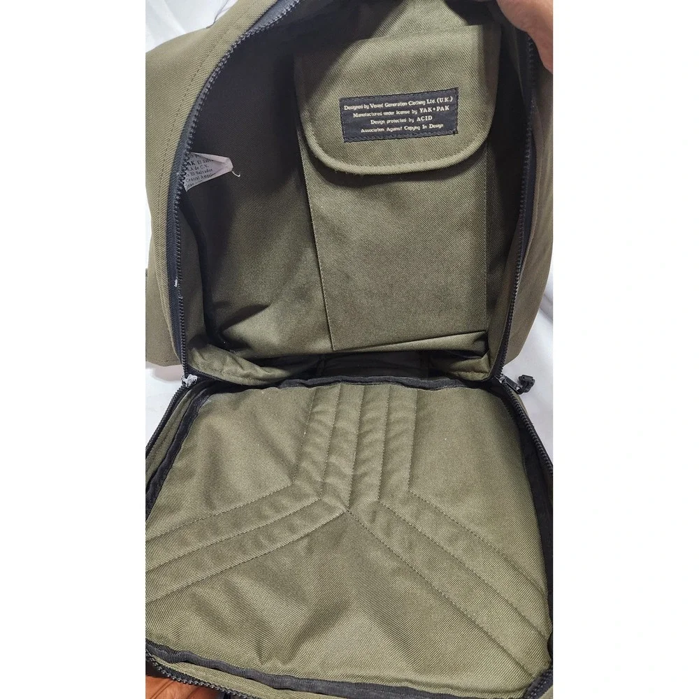 Vintage Yak Pak x Vexed Generation Crossbody Sling Bag Olive Green zipper damage